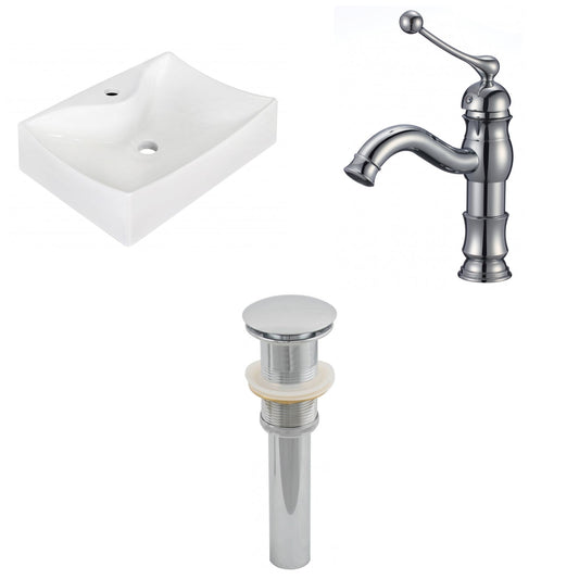 American Imaginations AI-26244 22" White Rectangular Wall Mount Modern Bathroom Vessel Sink Set