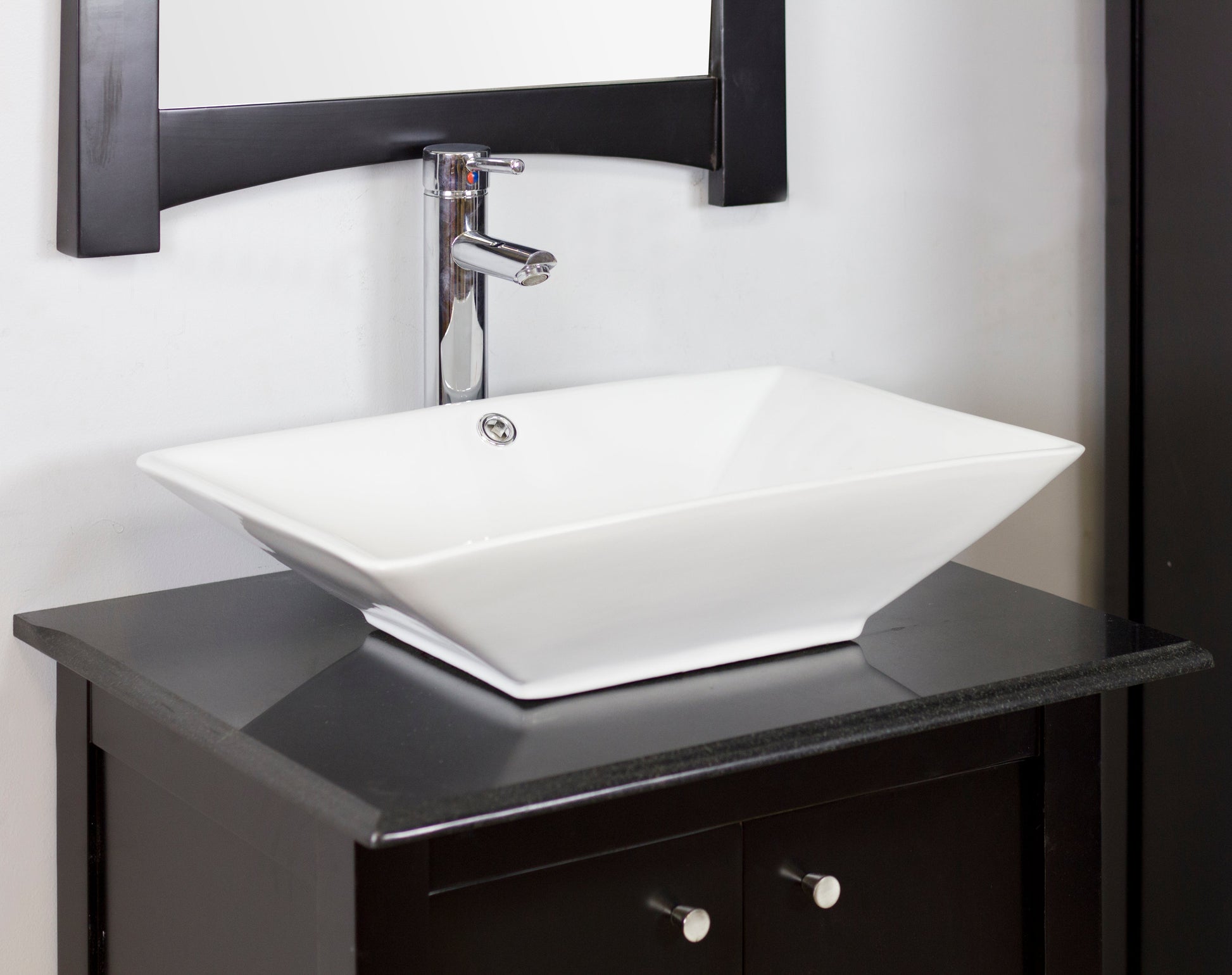 American Imaginations AI-26245 22" White Rectangular Above Counter Modern Bathroom Vessel Sink Set