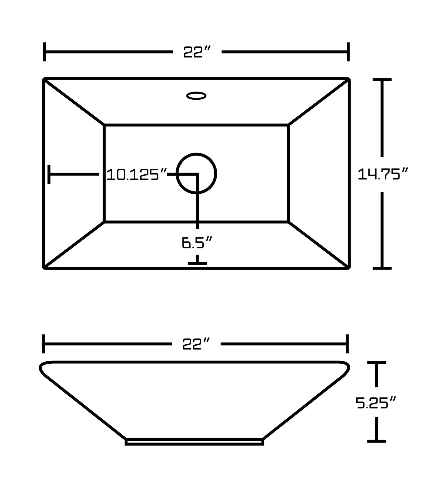 American Imaginations AI-26245 22" White Rectangular Above Counter Modern Bathroom Vessel Sink Set