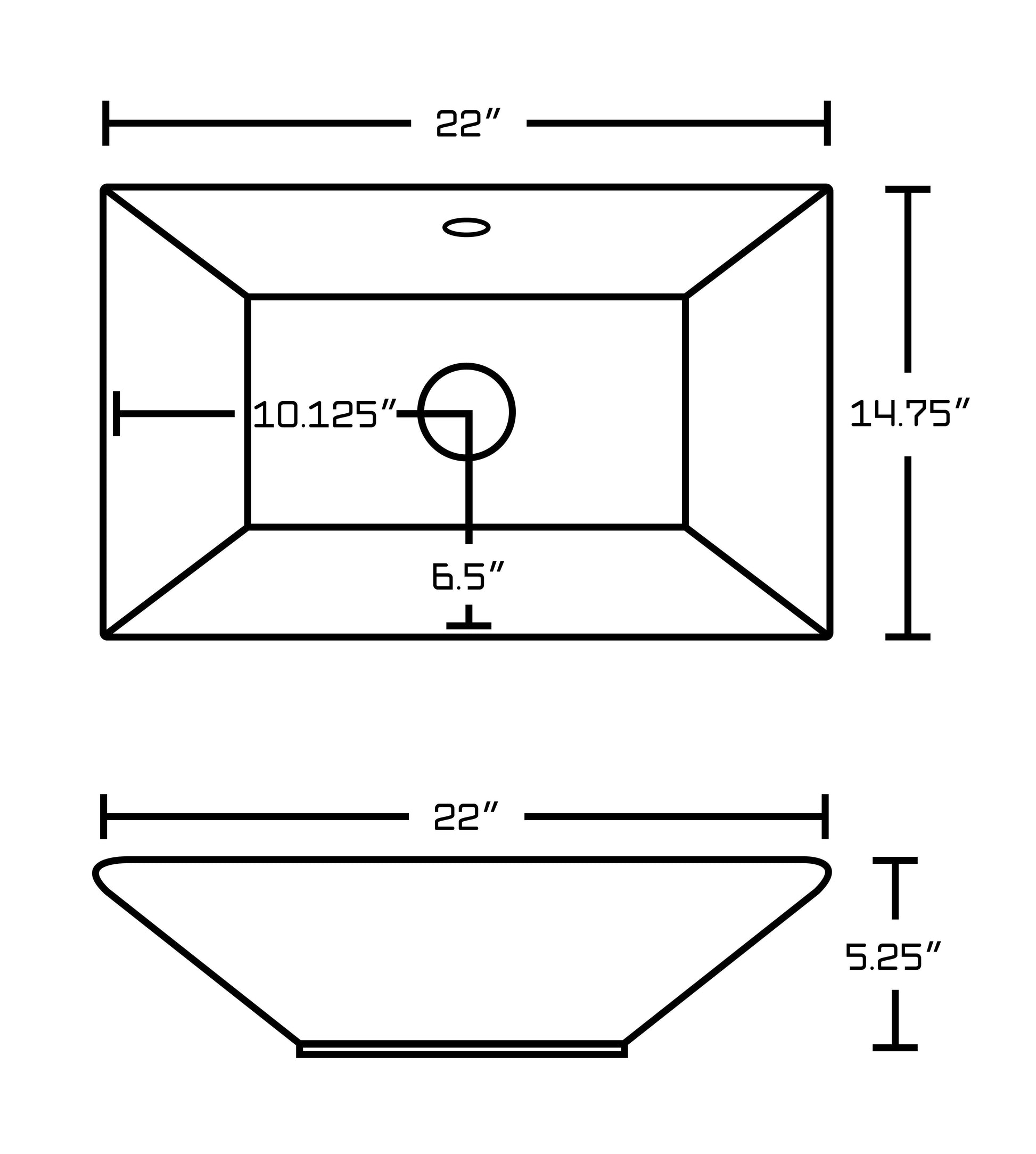 American Imaginations AI-26245 22" White Rectangular Above Counter Modern Bathroom Vessel Sink Set