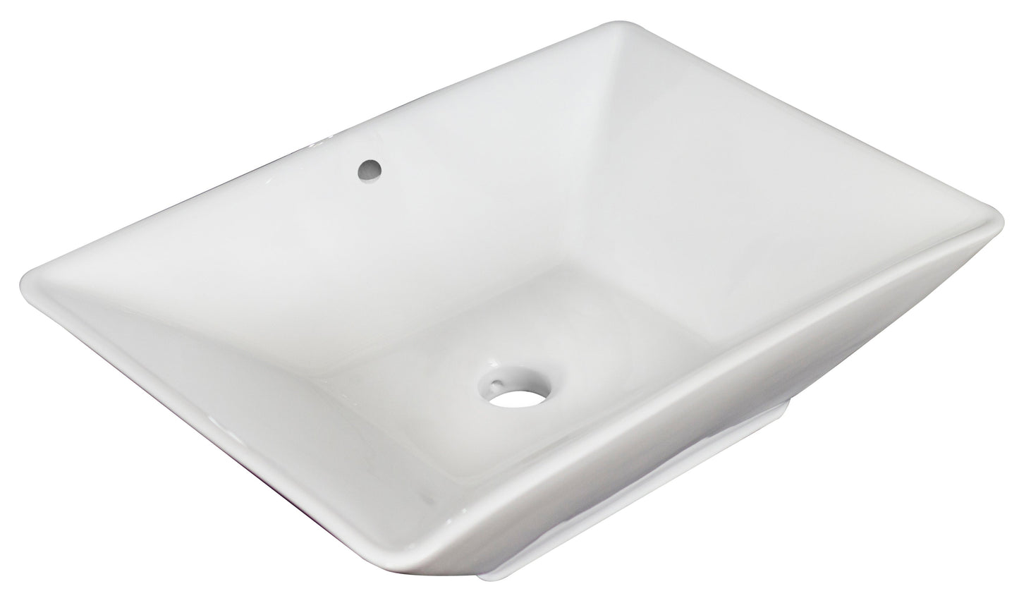 American Imaginations AI-26245 22" White Rectangular Above Counter Modern Bathroom Vessel Sink Set