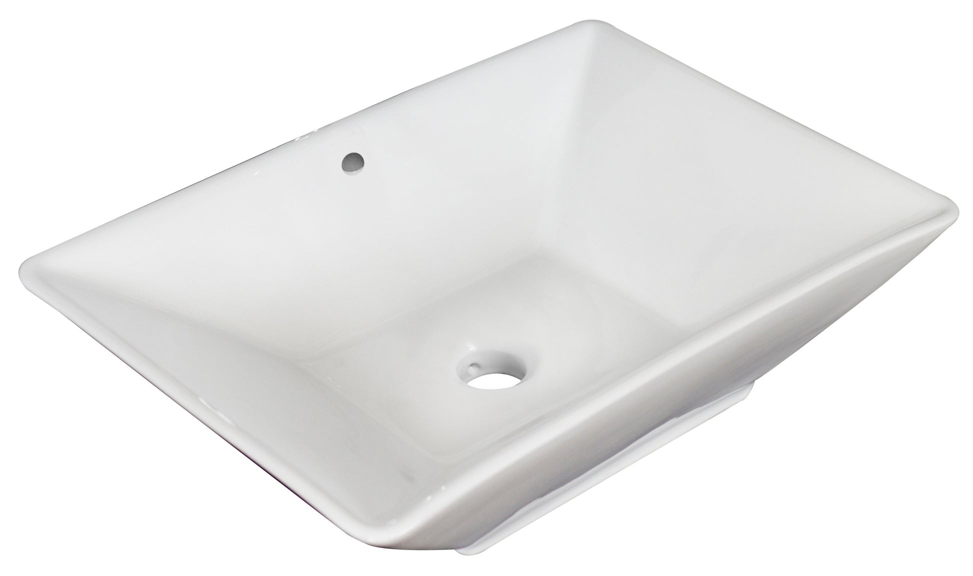 American Imaginations AI-26245 22" White Rectangular Above Counter Modern Bathroom Vessel Sink Set