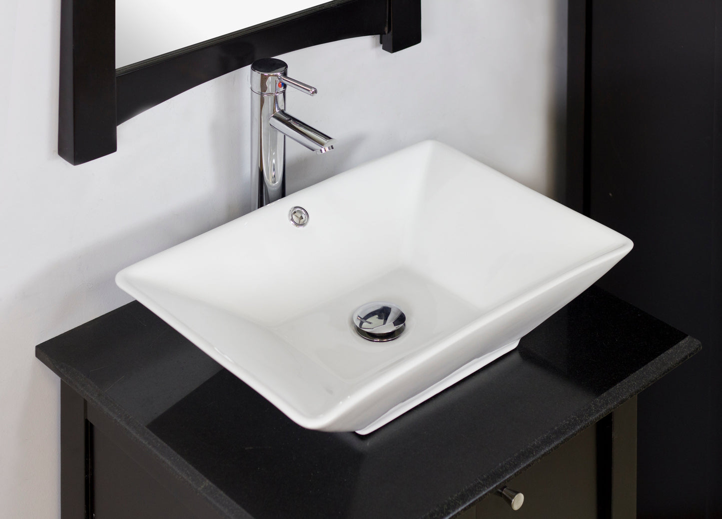 American Imaginations AI-26245 22" White Rectangular Above Counter Modern Bathroom Vessel Sink Set