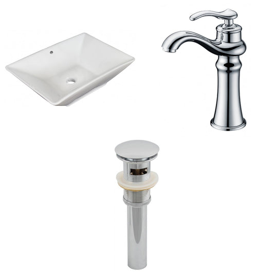 American Imaginations AI-26245 22" White Rectangular Above Counter Modern Bathroom Vessel Sink Set
