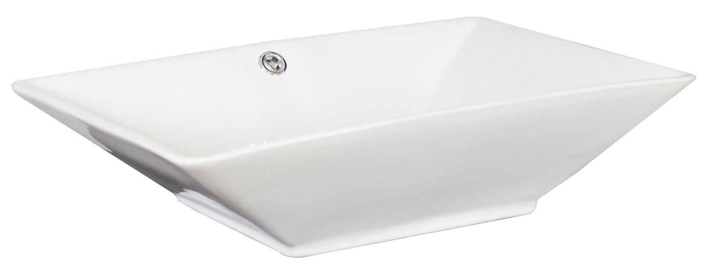 American Imaginations AI-26246 22" White Rectangular Above Counter Modern Bathroom Vessel Sink Set