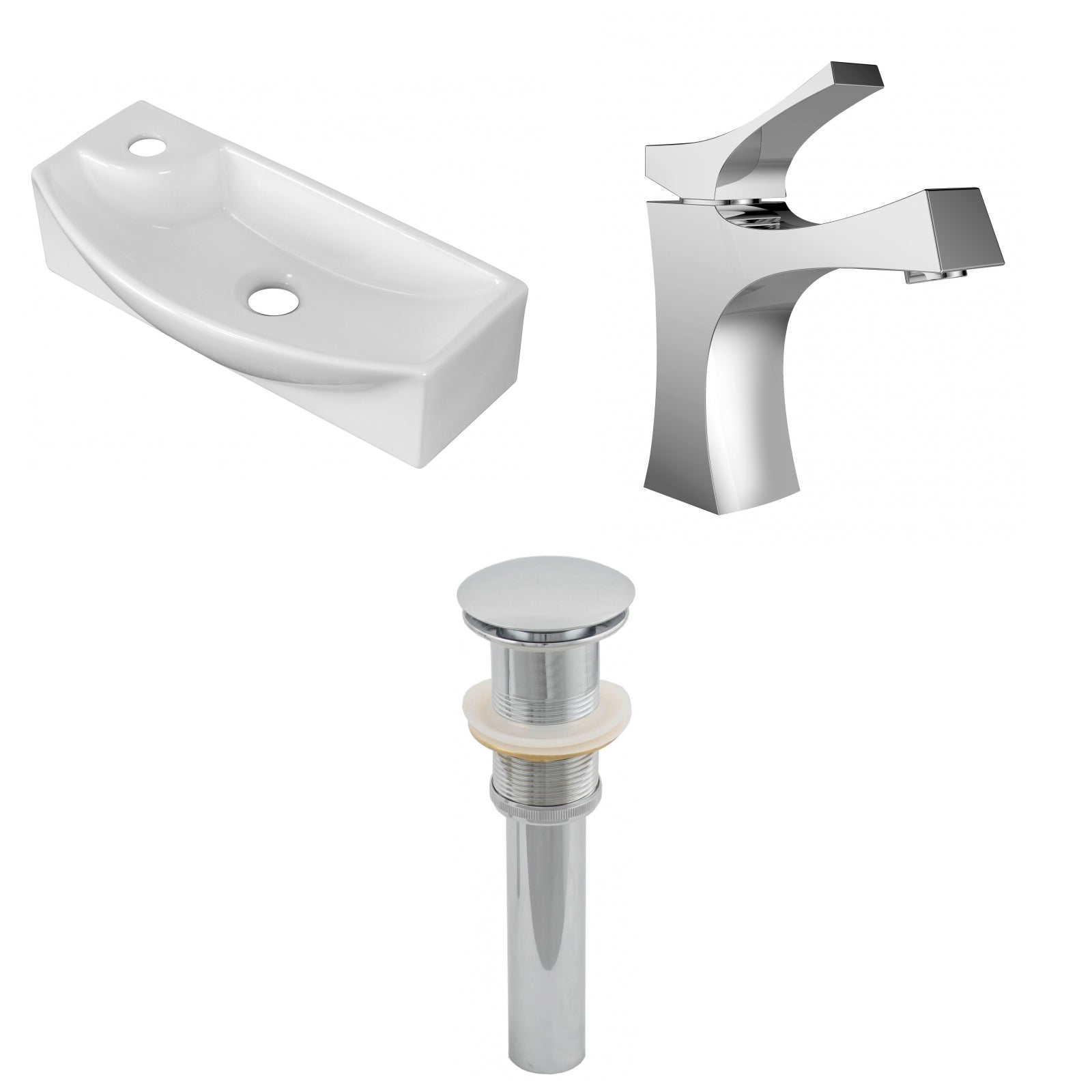 American Imaginations AI-26247 18" White Rectangular Above Counter Transitional Bathroom Vessel Sink Set