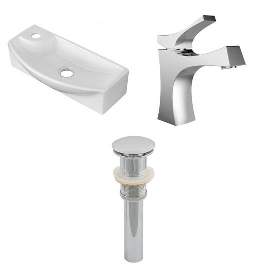 American Imaginations AI-26247 18" White Rectangular Above Counter Transitional Bathroom Vessel Sink Set