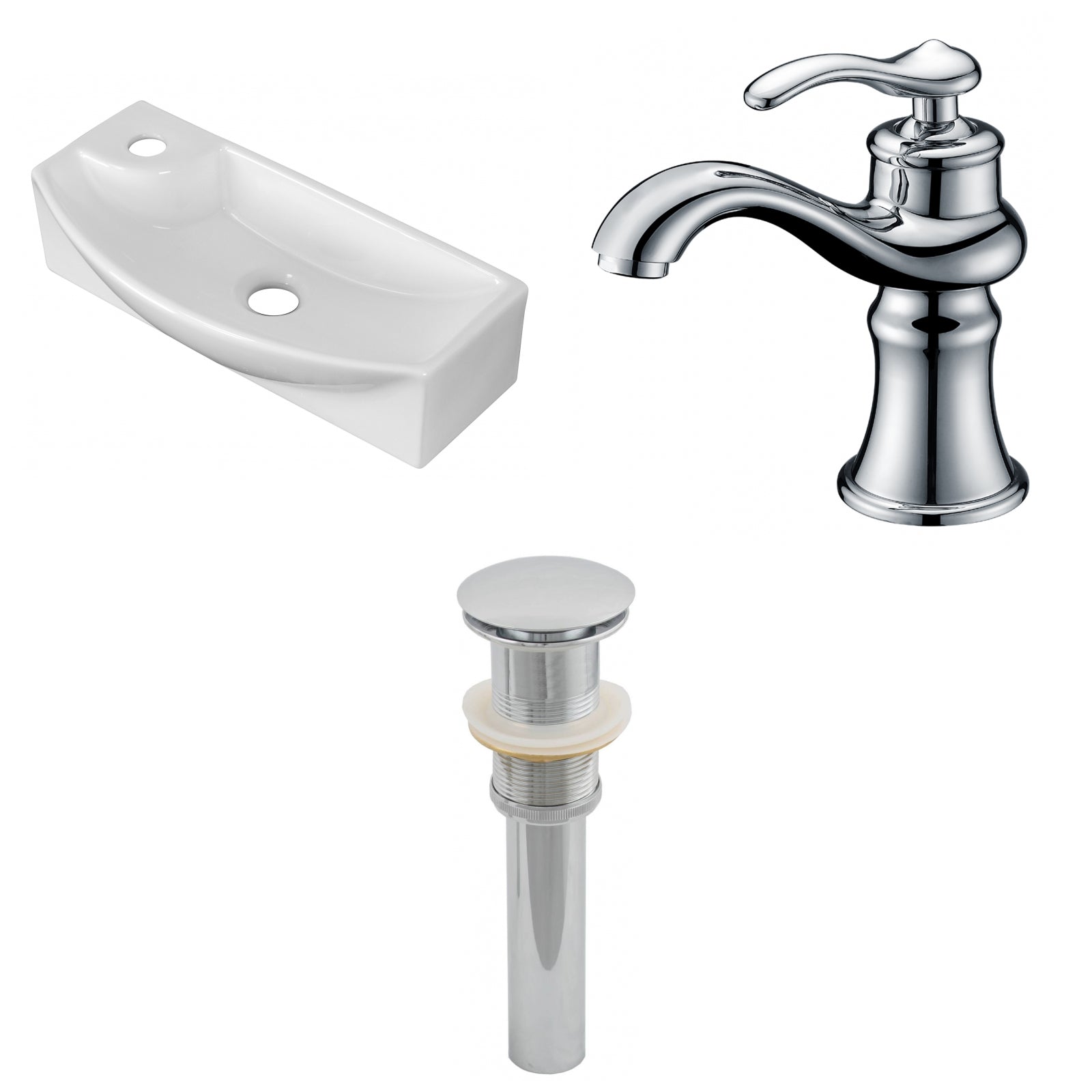 American Imaginations AI-26248 18" White Rectangular Above Counter Transitional Bathroom Vessel Sink Set