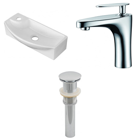 American Imaginations AI-26249 18" White Rectangular Above Counter Transitional Bathroom Vessel Sink Set