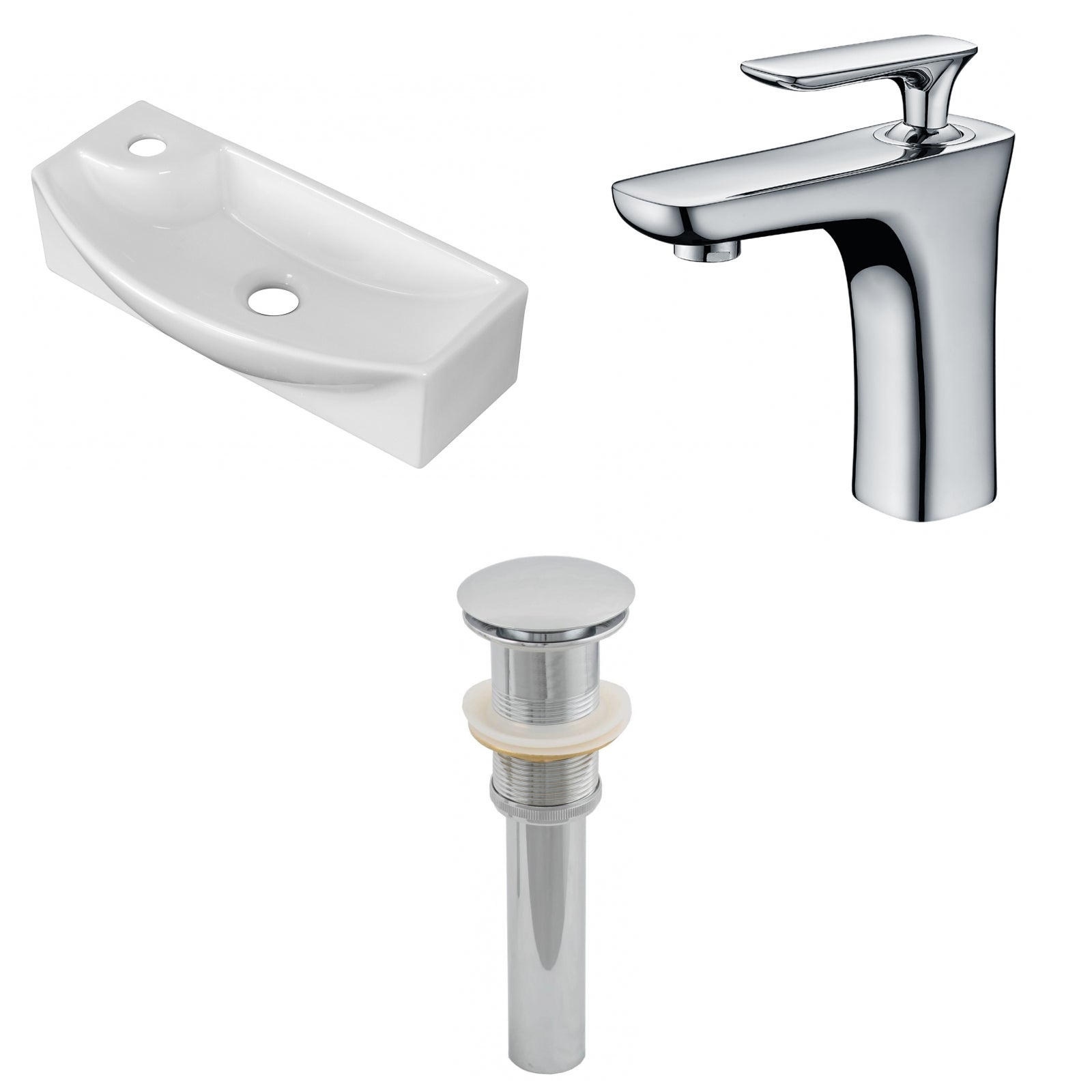 American Imaginations AI-26250 18" White Rectangular Above Counter Transitional Bathroom Vessel Sink Set