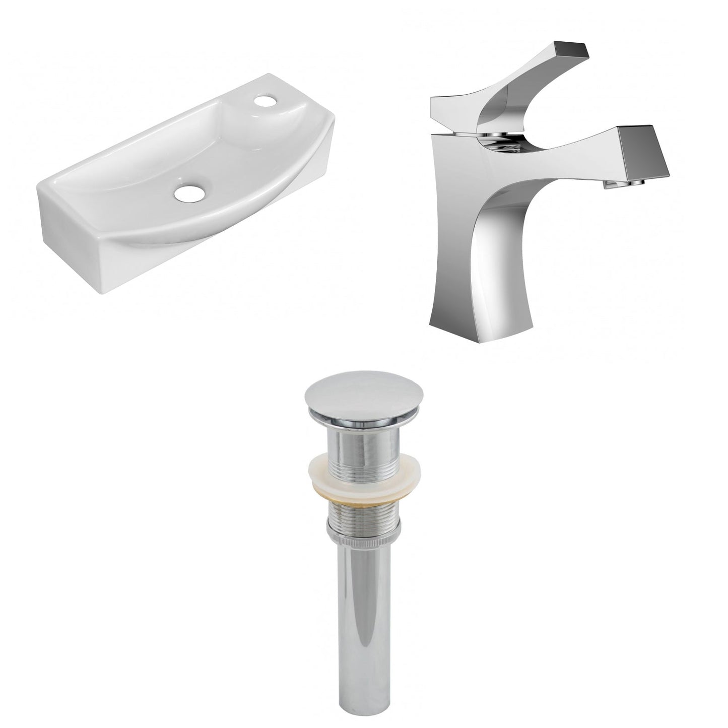 American Imaginations AI-26253 18" White Rectangular Wall Mount Transitional Bathroom Vessel Sink Set