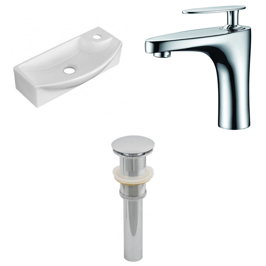 American Imaginations AI-26255 18" White Rectangular Wall Mount Transitional Bathroom Vessel Sink Set