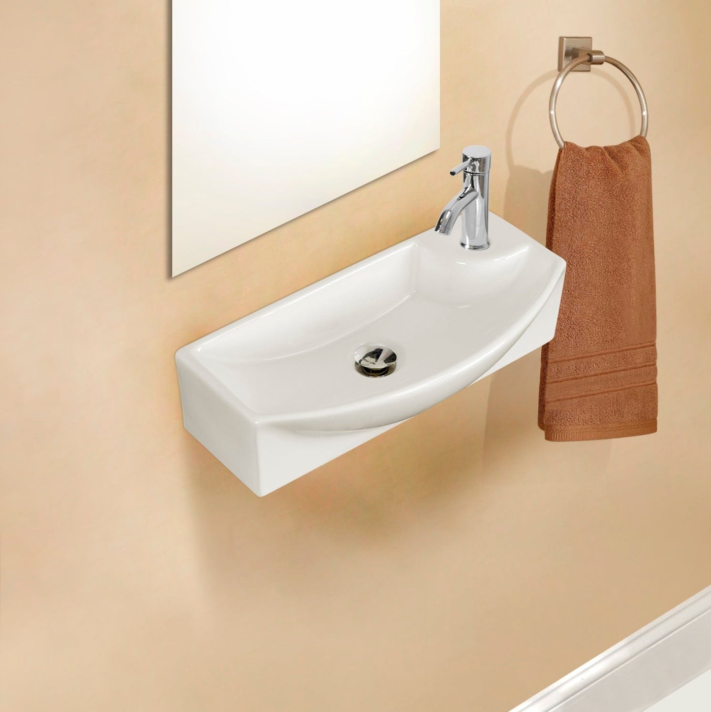 American Imaginations AI-26256 18" White Rectangular Wall Mount Transitional Bathroom Vessel Sink Set