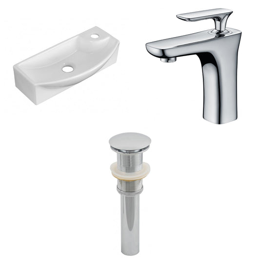 American Imaginations AI-26256 18" White Rectangular Wall Mount Transitional Bathroom Vessel Sink Set