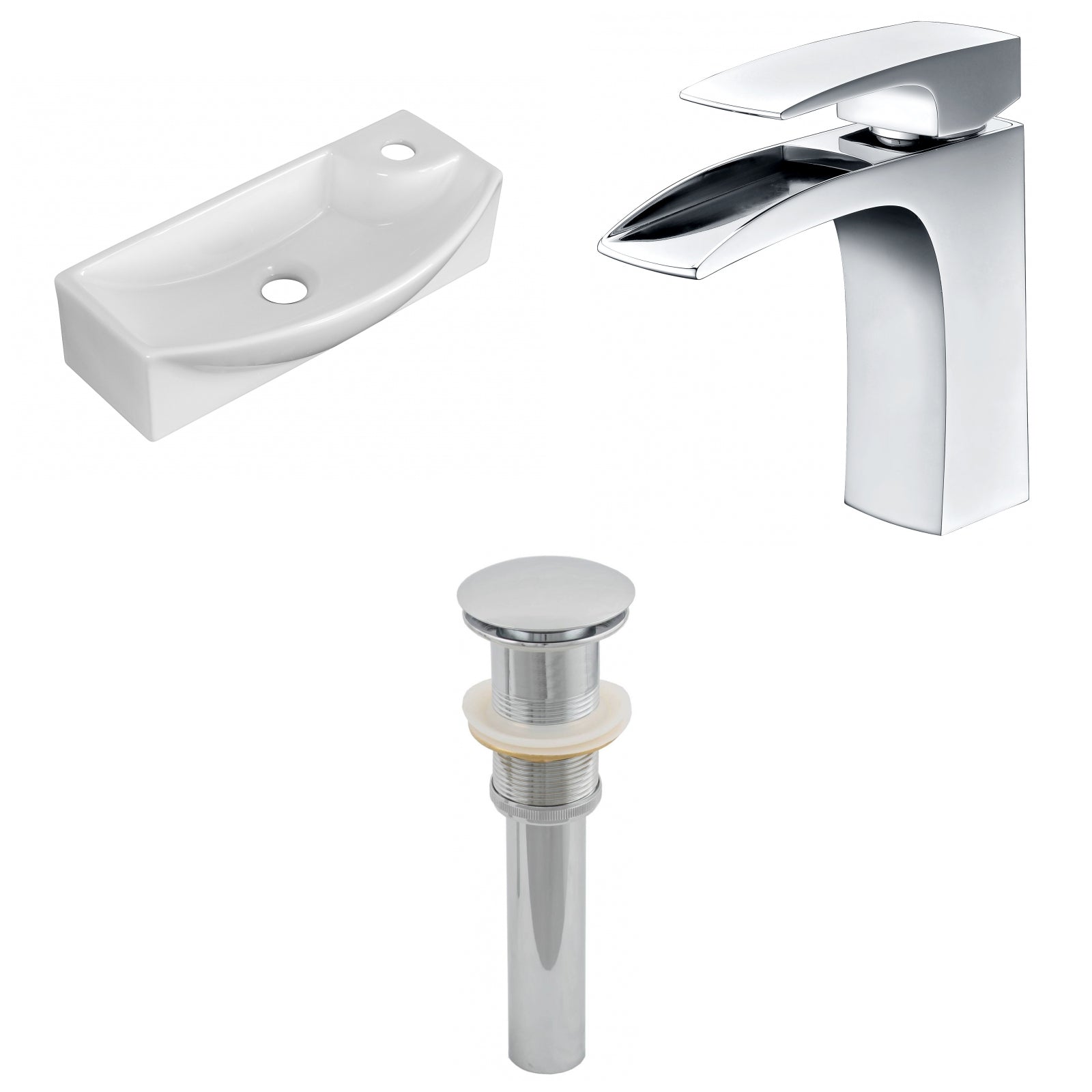American Imaginations AI-26257 18" White Rectangular Wall Mount Transitional Bathroom Vessel Sink Set