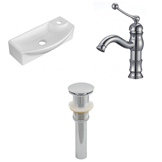 American Imaginations AI-26258 18" White Rectangular Wall Mount Transitional Bathroom Vessel Sink Set