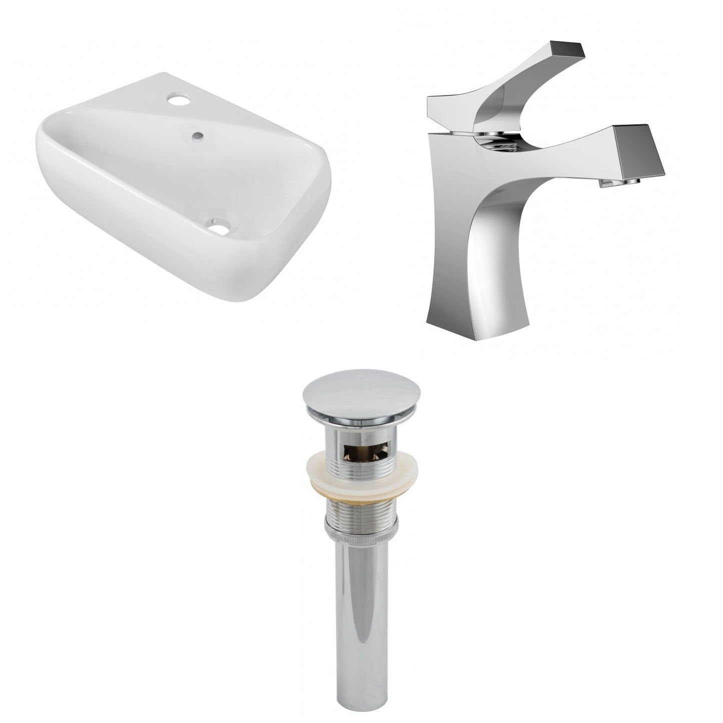 American Imaginations AI-26259 18" White Rectangular Above Counter Transitional Bathroom Vessel Sink Set