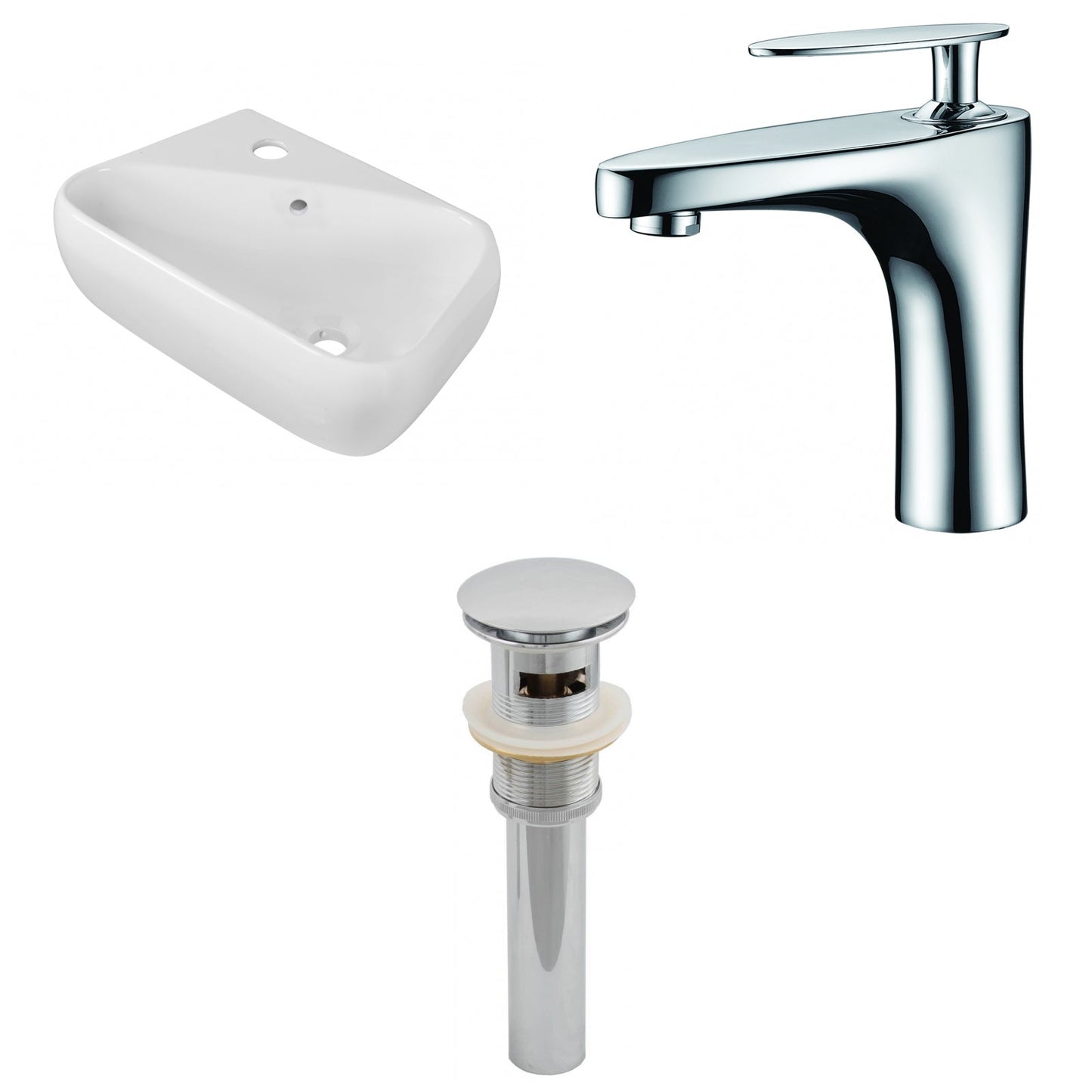 American Imaginations AI-26261 18" White Rectangular Above Counter Transitional Bathroom Vessel Sink Set