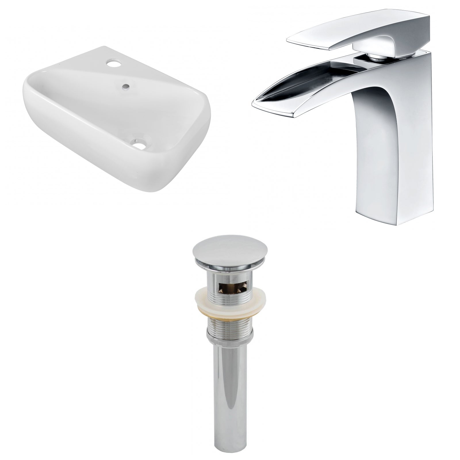 American Imaginations AI-26263 18" White Rectangular Above Counter Transitional Bathroom Vessel Sink Set