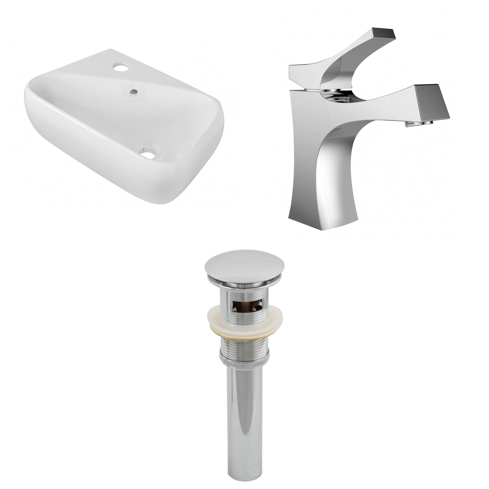 American Imaginations AI-26265 18" White Rectangular Wall Mount Transitional Bathroom Vessel Sink Set