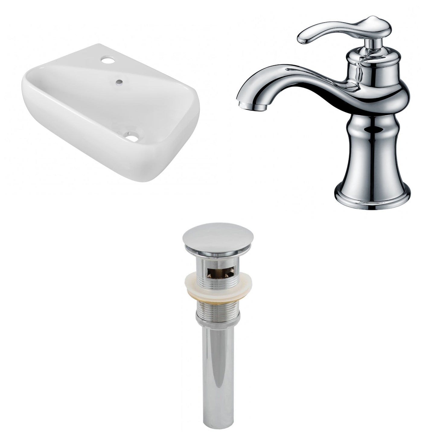 American Imaginations AI-26266 18" White Rectangular Wall Mount Transitional Bathroom Vessel Sink Set