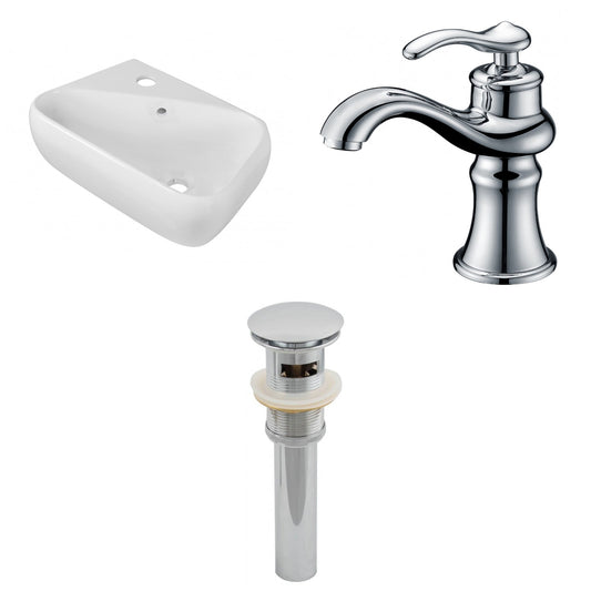 American Imaginations AI-26266 18" White Rectangular Wall Mount Transitional Bathroom Vessel Sink Set