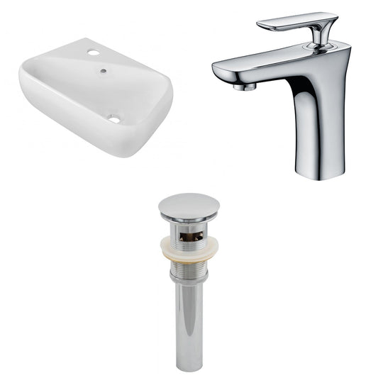 American Imaginations AI-26268 18" White Rectangular Wall Mount Transitional Bathroom Vessel Sink Set
