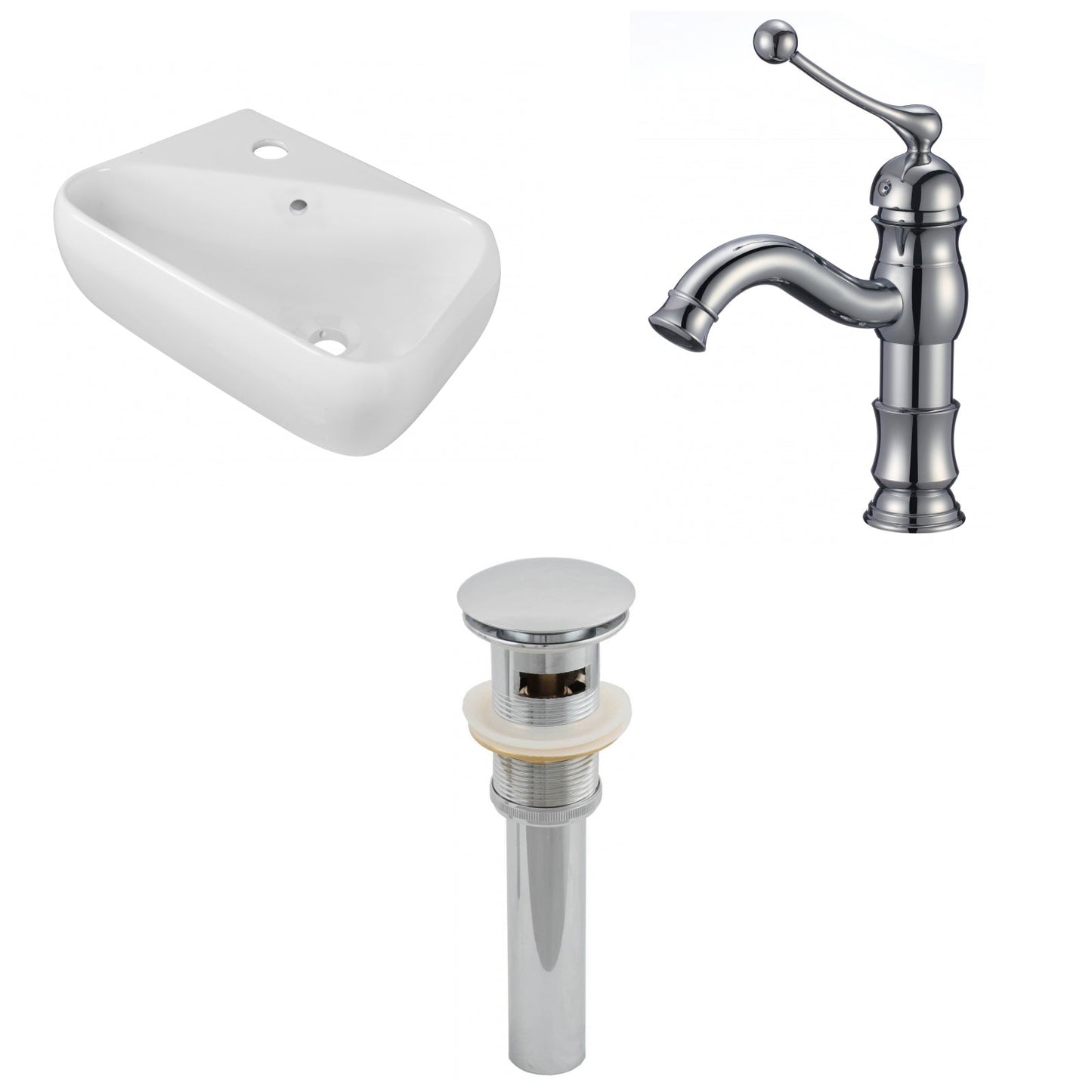 American Imaginations AI-26270 18" White Rectangular Wall Mount Transitional Bathroom Vessel Sink Set