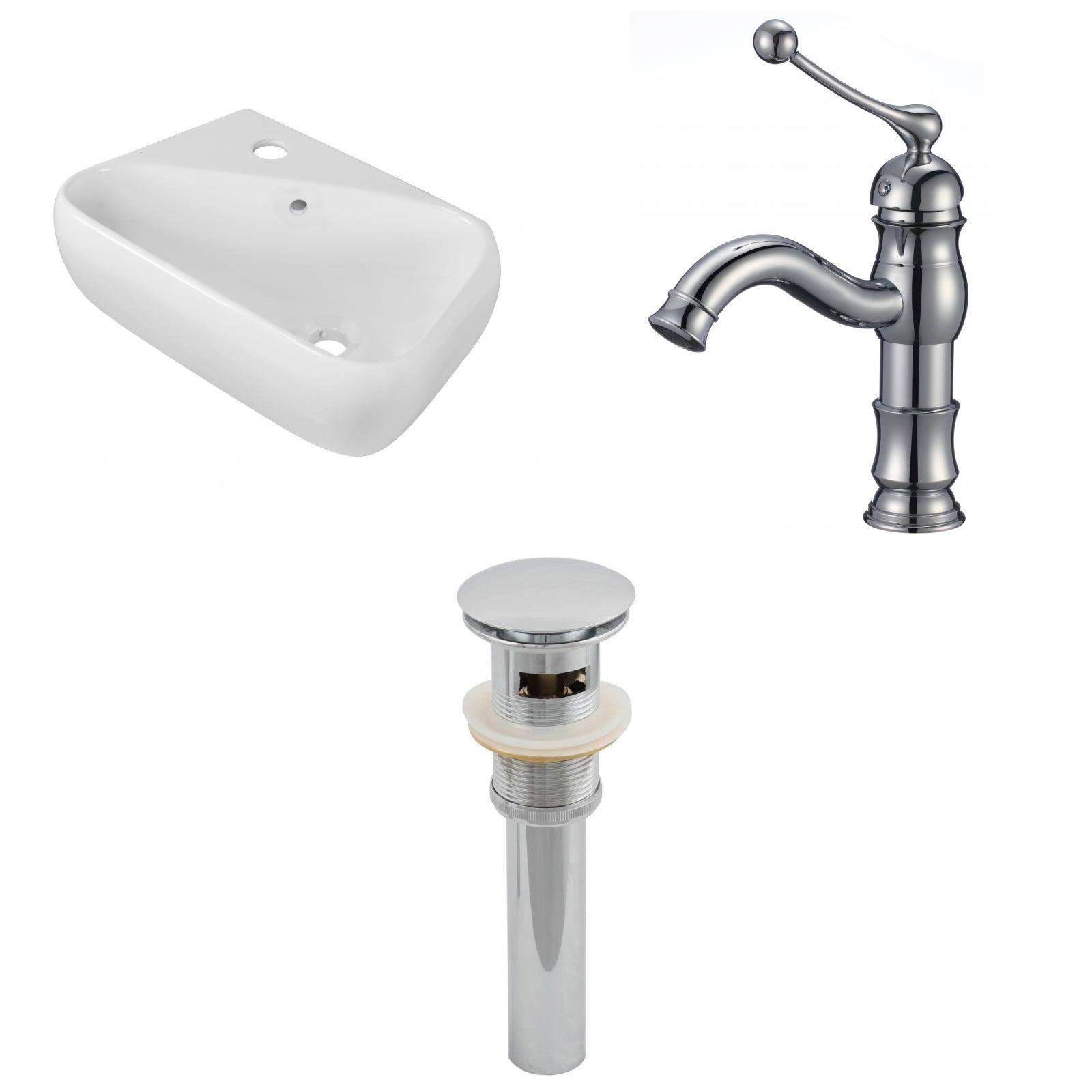 American Imaginations AI-26270 18" White Rectangular Wall Mount Transitional Bathroom Vessel Sink Set