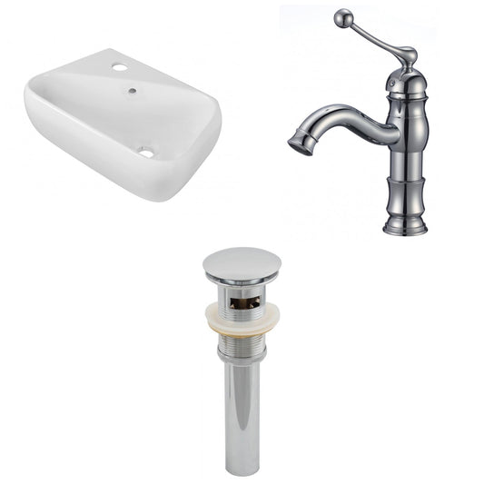 American Imaginations AI-26270 18" White Rectangular Wall Mount Transitional Bathroom Vessel Sink Set