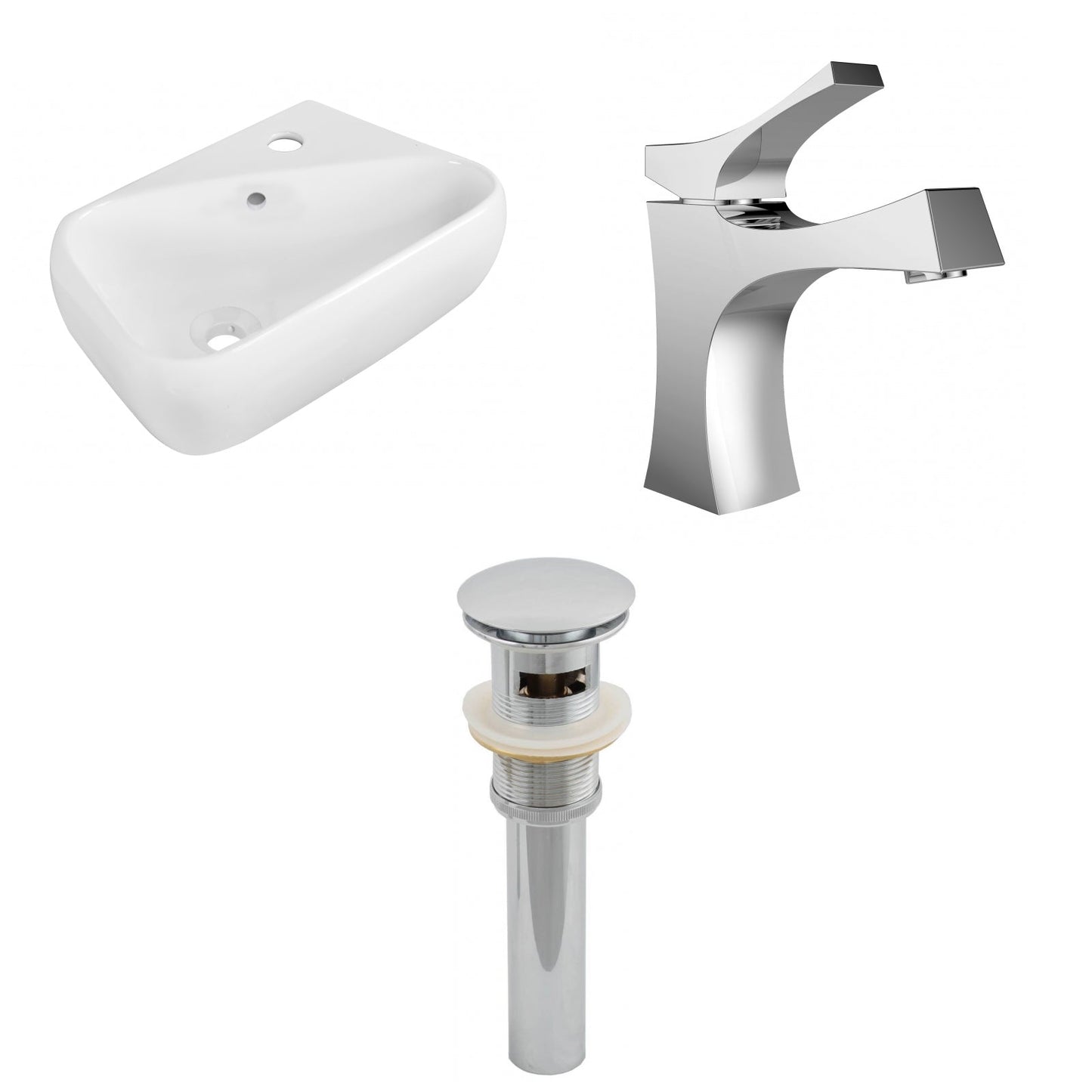 American Imaginations AI-26271 18" White Rectangular Above Counter Transitional Bathroom Vessel Sink Set