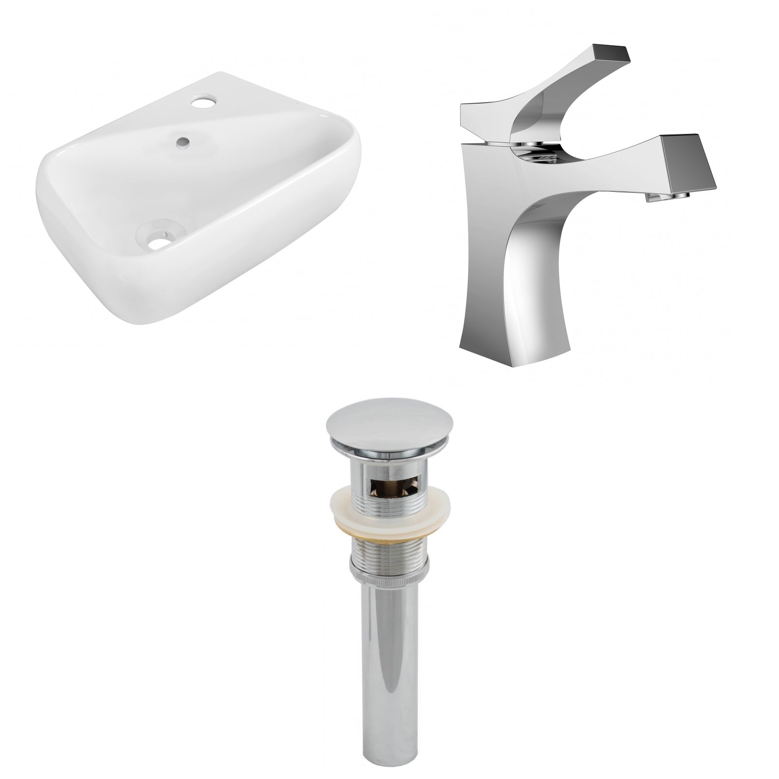 American Imaginations AI-26271 18" White Rectangular Above Counter Transitional Bathroom Vessel Sink Set