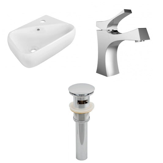 American Imaginations AI-26271 18" White Rectangular Above Counter Transitional Bathroom Vessel Sink Set