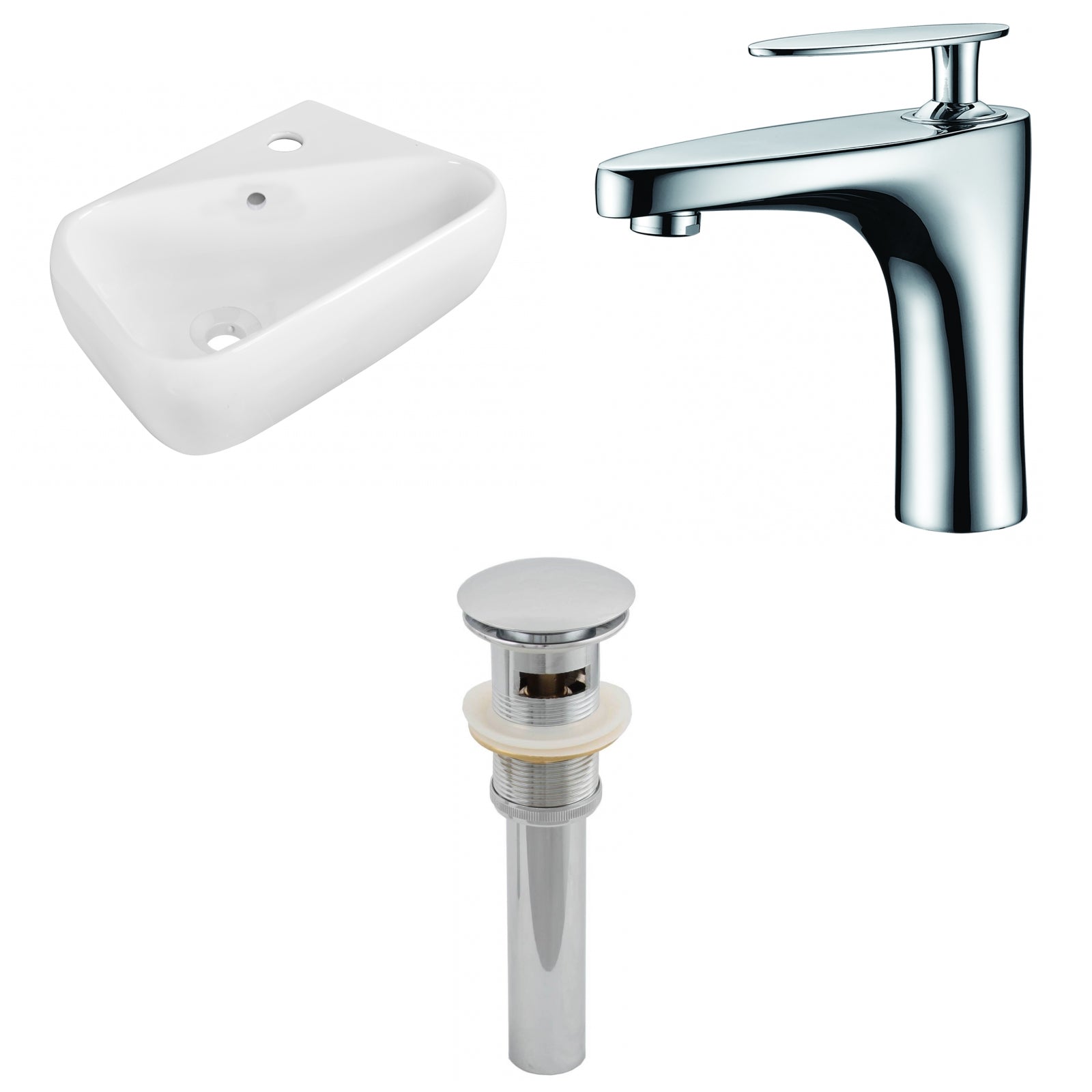 American Imaginations AI-26273 18" White Rectangular Above Counter Transitional Bathroom Vessel Sink Set