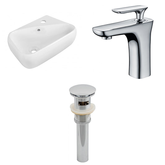 American Imaginations AI-26274 18" White Rectangular Above Counter Transitional Bathroom Vessel Sink Set