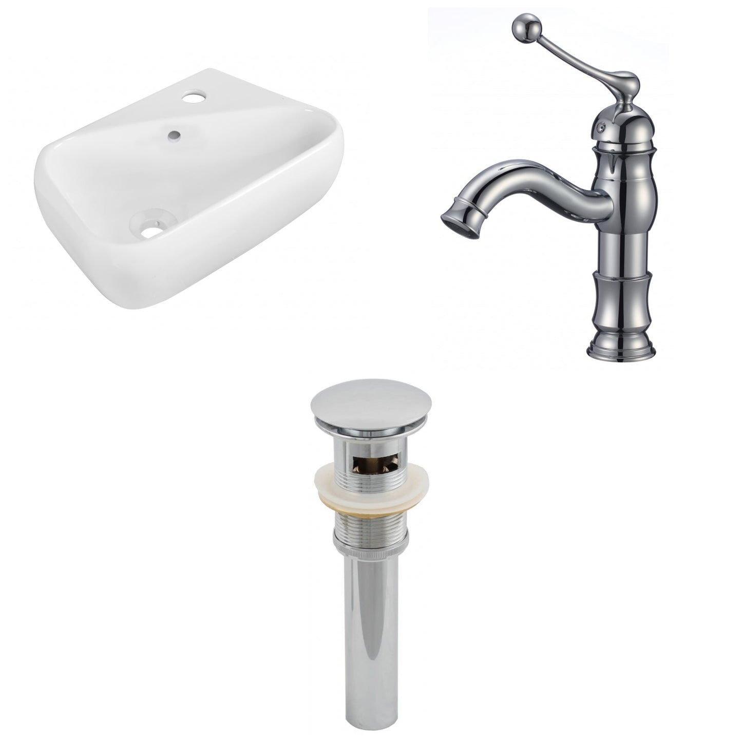 American Imaginations AI-26276 18" White Rectangular Above Counter Transitional Bathroom Vessel Sink Set
