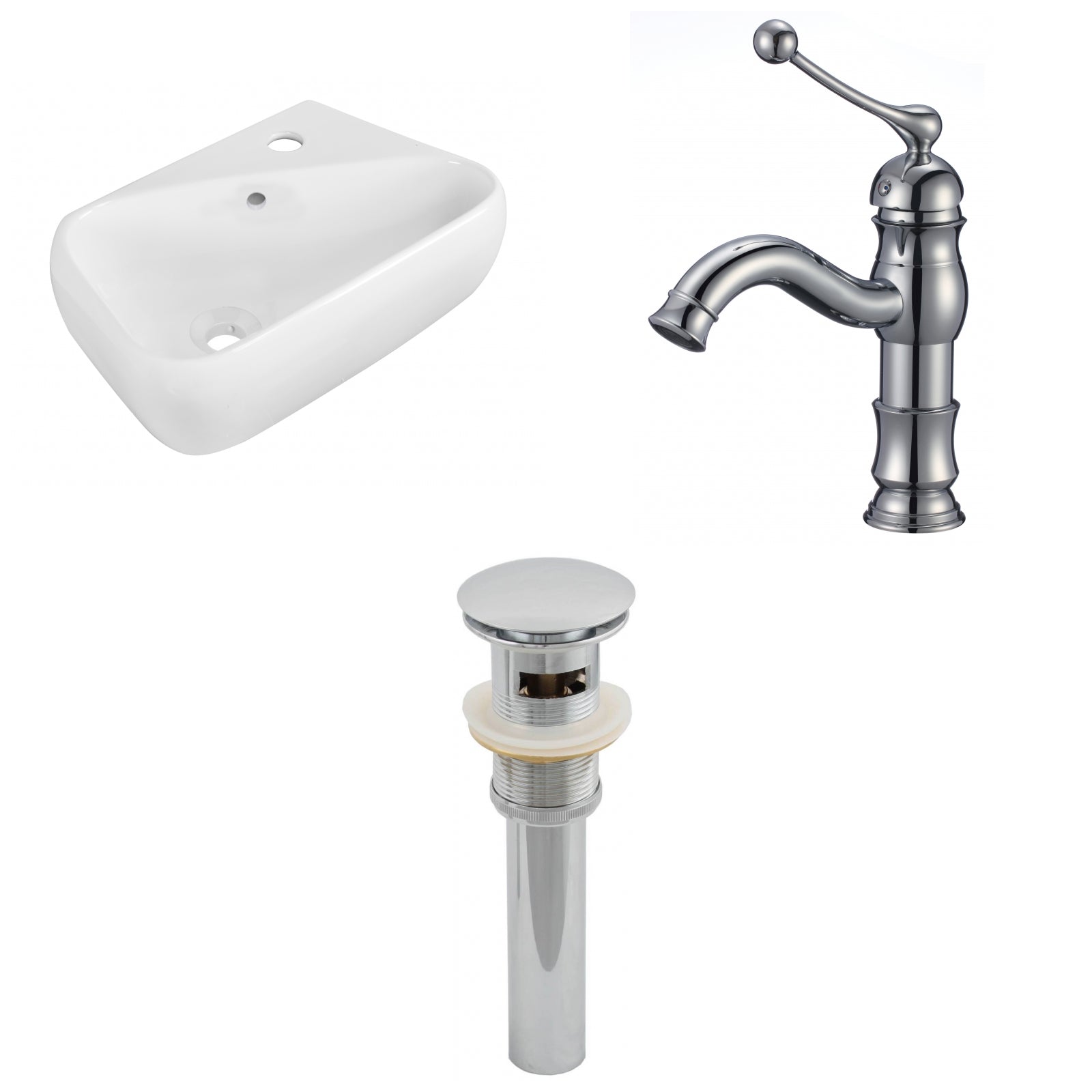 American Imaginations AI-26276 18" White Rectangular Above Counter Transitional Bathroom Vessel Sink Set