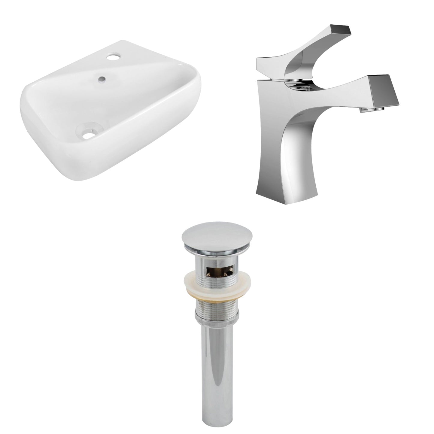American Imaginations AI-26277 18" White Rectangular Wall Mount Transitional Bathroom Vessel Sink Set