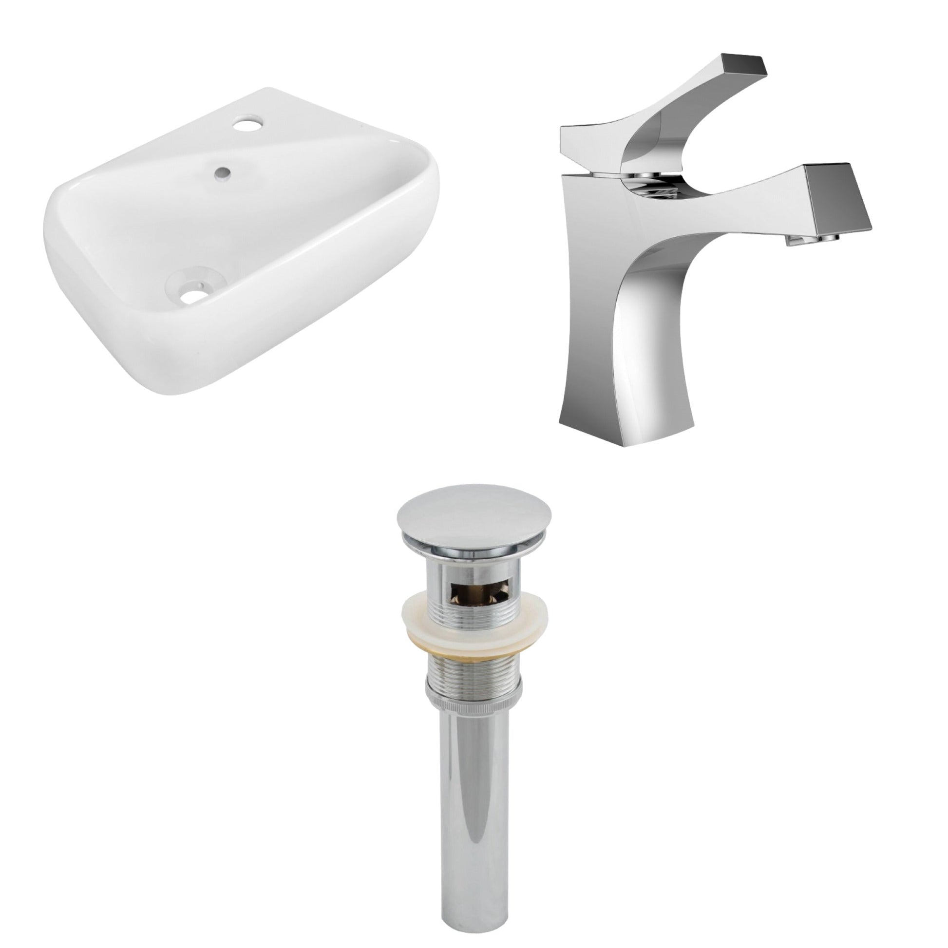 American Imaginations AI-26277 18" White Rectangular Wall Mount Transitional Bathroom Vessel Sink Set