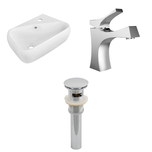American Imaginations AI-26277 18" White Rectangular Wall Mount Transitional Bathroom Vessel Sink Set