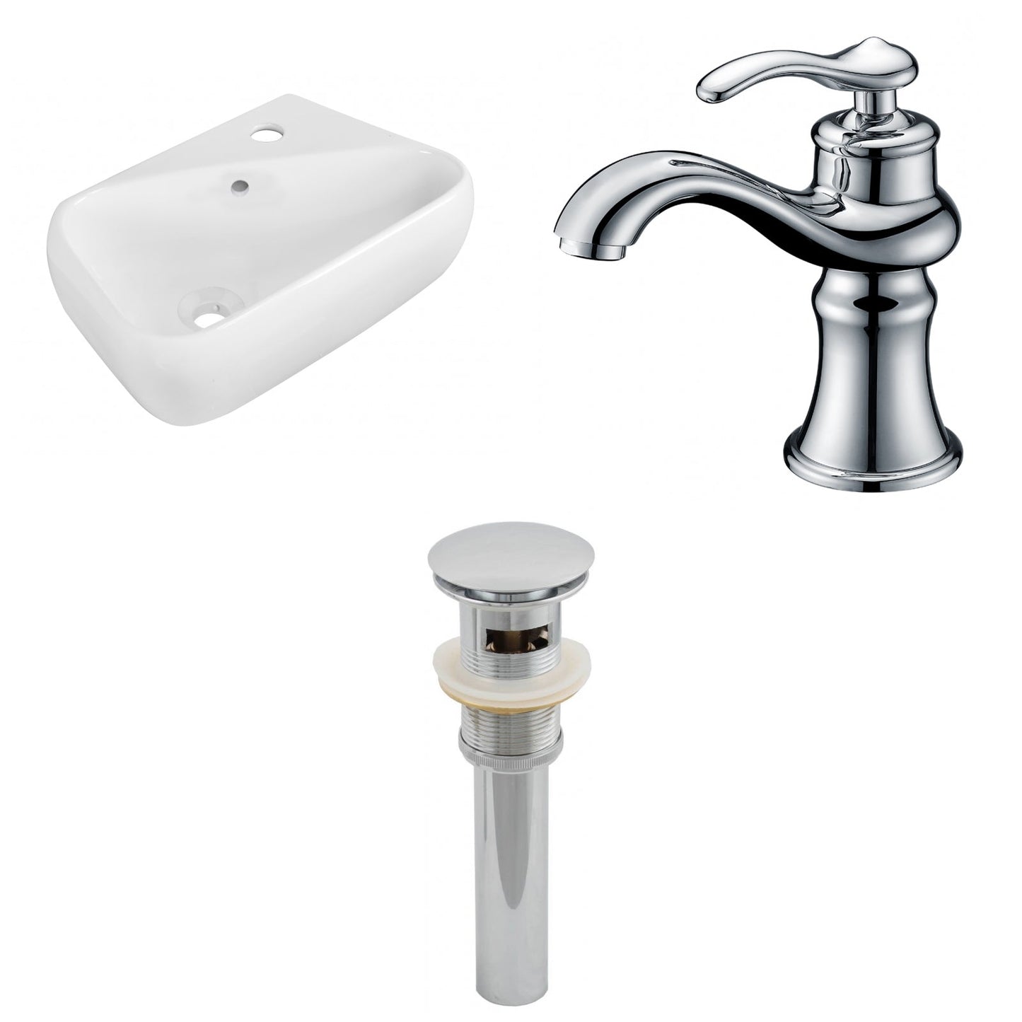 American Imaginations AI-26278 18" White Rectangular Wall Mount Transitional Bathroom Vessel Sink Set
