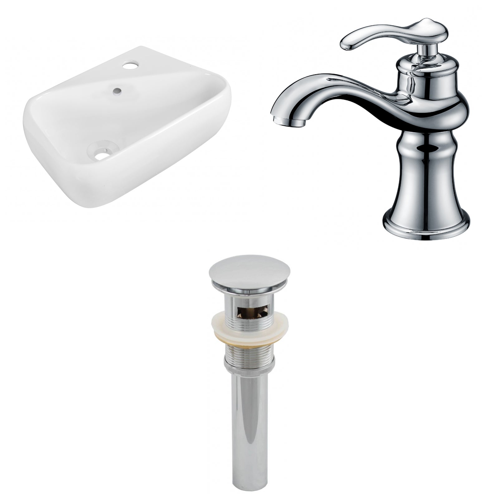 American Imaginations AI-26278 18" White Rectangular Wall Mount Transitional Bathroom Vessel Sink Set