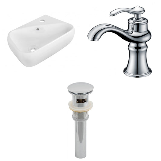 American Imaginations AI-26278 18" White Rectangular Wall Mount Transitional Bathroom Vessel Sink Set