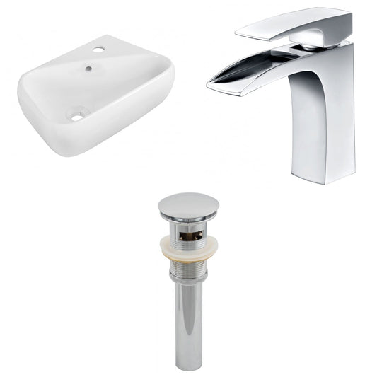 American Imaginations AI-26281 18" White Rectangular Wall Mount Transitional Bathroom Vessel Sink Set
