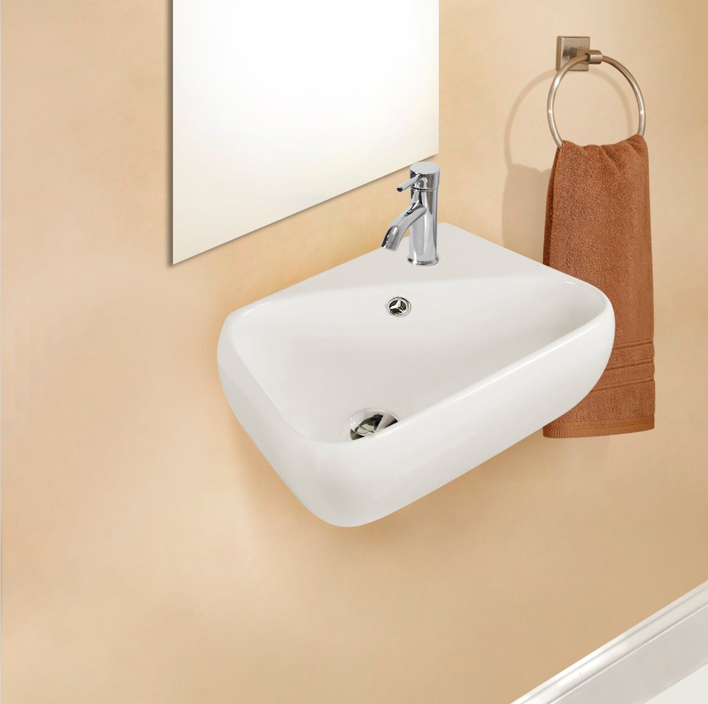 American Imaginations AI-26282 18" White Rectangular Wall Mount Transitional Bathroom Vessel Sink Set