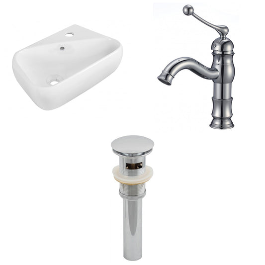 American Imaginations AI-26282 18" White Rectangular Wall Mount Transitional Bathroom Vessel Sink Set
