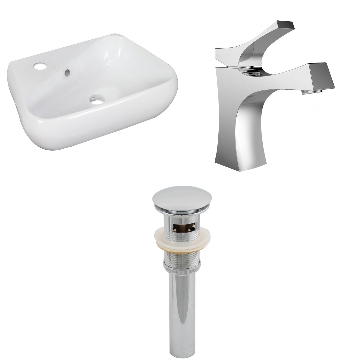 American Imaginations AI-26283 18" White Unique Above Counter Transitional Bathroom Vessel Sink Set