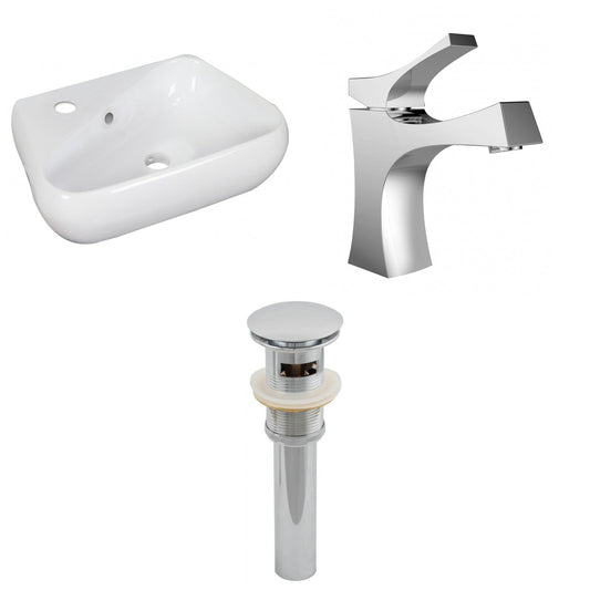 American Imaginations AI-26283 18" White Unique Above Counter Transitional Bathroom Vessel Sink Set