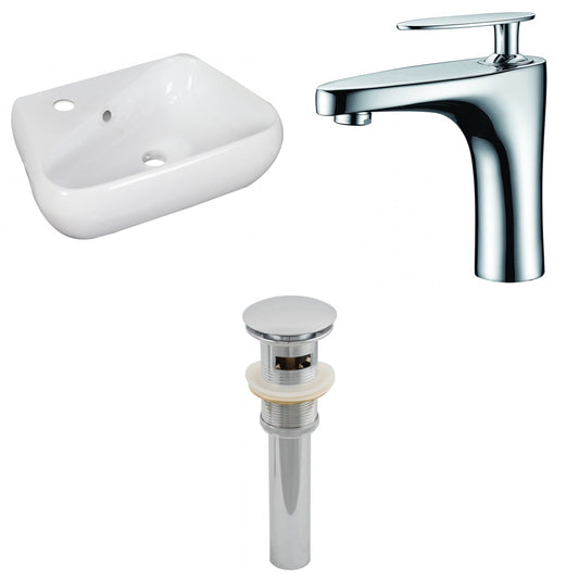 American Imaginations AI-26285 18" White Unique Above Counter Transitional Bathroom Vessel Sink Set