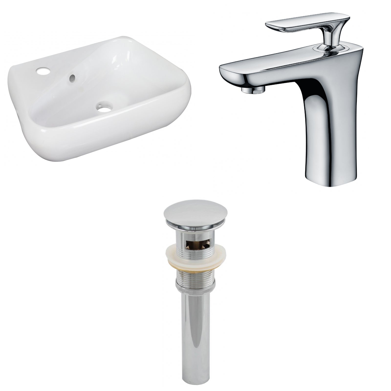 American Imaginations AI-26286 18" White Unique Above Counter Transitional Bathroom Vessel Sink Set